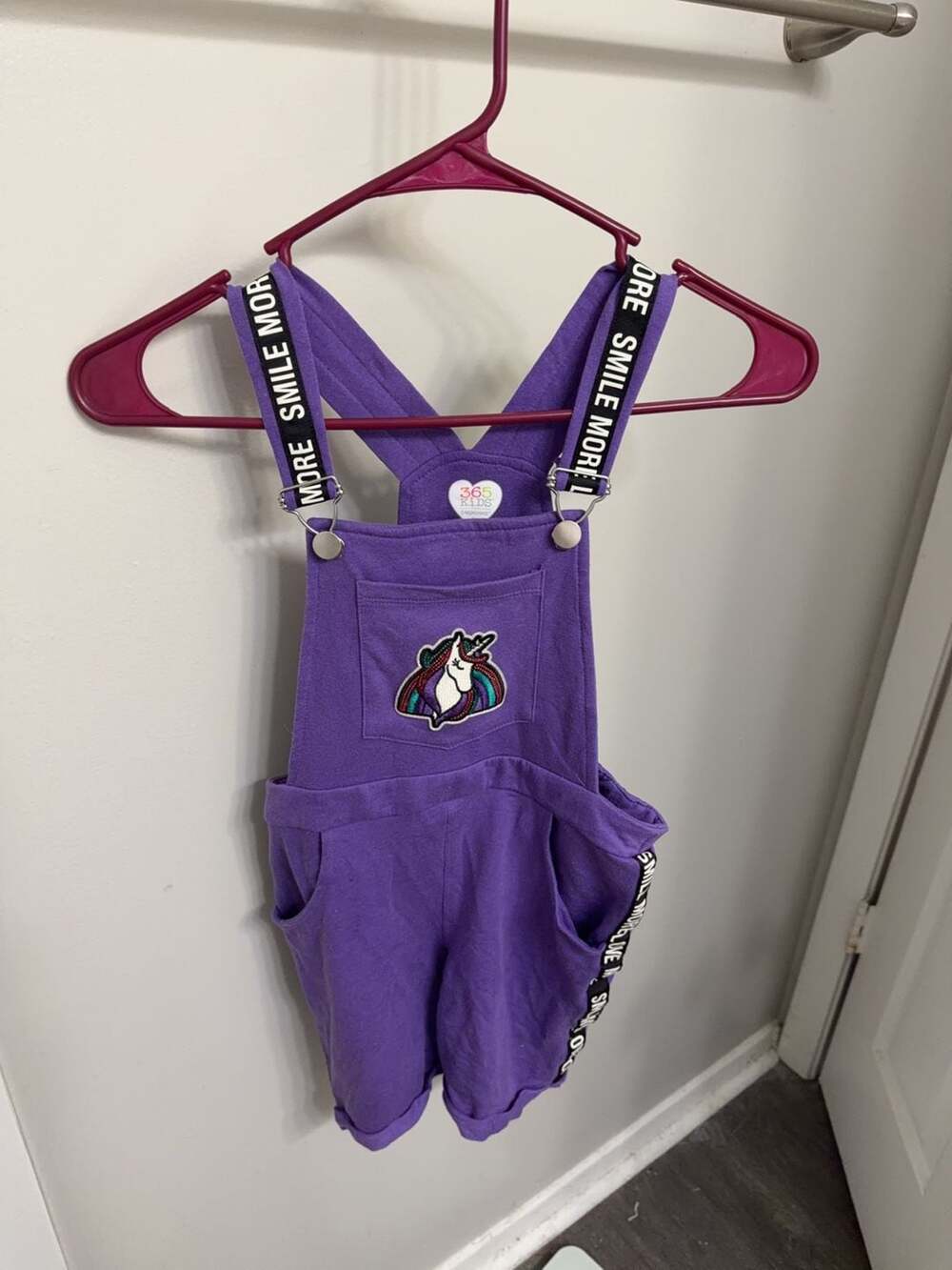 365 Kids Garanimals Purple Unicorn Overall Shorts Size 7